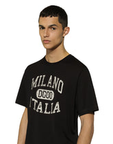 Cotton T-shirt with DG logo print - | Dolce & Gabbana