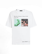 Cotton T-shirt with hand and coffee print - | Dolce & Gabbana