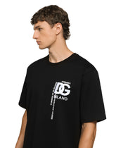 Cotton T-shirt with DG logo embroidery and print - | Dolce & Gabbana