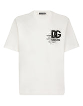 Cotton T-shirt with DG logo embroidery and print - | Dolce & Gabbana