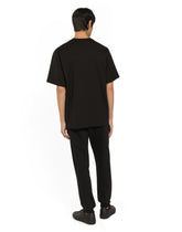 Cotton T-shirt with rhinestone-detailed DG patch - | Dolce & Gabbana