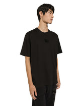 Cotton T-shirt with rhinestone-detailed DG patch - | Dolce & Gabbana