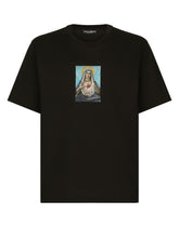Printed cotton T-shirt with fusible rhinestone embellishment - | Dolce & Gabbana