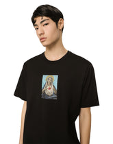 Printed cotton T-shirt with fusible rhinestone embellishment - | Dolce & Gabbana