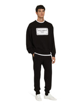 Cotton T-shirt with branded tag embroidery - | Dolce & Gabbana