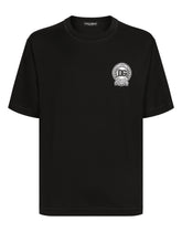 Cotton T-shirt with printed logo embroidery - | Dolce & Gabbana