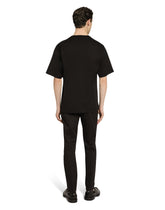Cotton T-shirt with printed logo embroidery - | Dolce & Gabbana