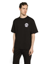 Cotton T-shirt with printed logo embroidery - | Dolce & Gabbana