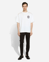 Cotton T-shirt with logo embroidery print - | Dolce & Gabbana