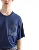 Cotton T-shirt with breast pocket and logo embroidery - | Dolce & Gabbana