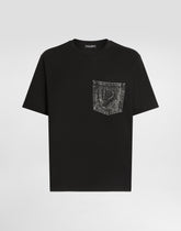 Cotton T-shirt with breast pocket and logo embroidery - | Dolce & Gabbana