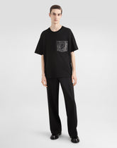 Cotton T-shirt with breast pocket and logo embroidery - | Dolce & Gabbana