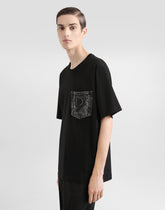 Cotton T-shirt with breast pocket and logo embroidery - | Dolce & Gabbana