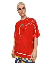 Overdyed cotton T-shirt with branded tag - | Dolce & Gabbana