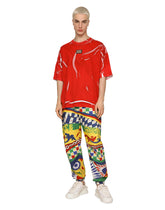 Overdyed cotton T-shirt with branded tag - | Dolce & Gabbana