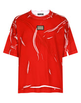 Overdyed cotton T-shirt with branded tag - | Dolce & Gabbana