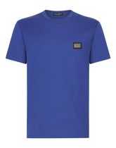 Cotton T-shirt with branded tag - | Dolce & Gabbana