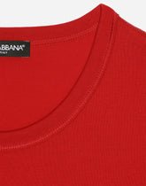 Cotton T-shirt with branded tag - | Dolce & Gabbana