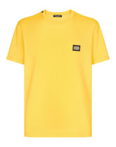 Cotton T-shirt with branded tag - | Dolce & Gabbana