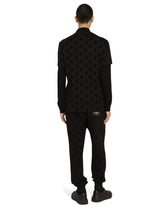 Cotton T-shirt with all-over flocked DG print - | Dolce & Gabbana