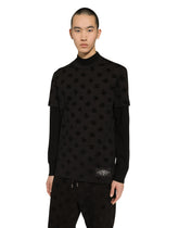 Cotton T-shirt with all-over flocked DG print - | Dolce & Gabbana