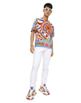 Cotton T-shirt with carretto print - | Dolce & Gabbana