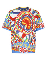 Cotton T-shirt with carretto print - | Dolce & Gabbana