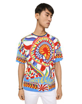 Cotton T-shirt with carretto print - | Dolce & Gabbana
