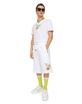 Hawaiian-print round-neck T-shirt with DG embroidery - | Dolce & Gabbana