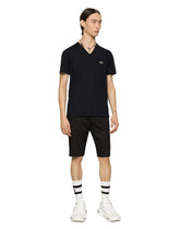Cotton V-neck T-shirt with branded tag - | Dolce & Gabbana