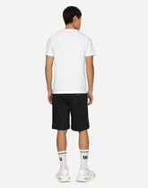 Cotton V-neck T-shirt with branded tag - | Dolce & Gabbana