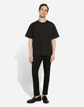 Cotton T-shirt with metal logo - | Dolce & Gabbana