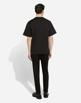 Cotton T-shirt with metal logo - | Dolce & Gabbana