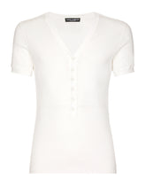 Fine-rib cotton granddad-neck T-shirt - | Dolce & Gabbana