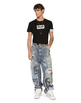 Cotton round-neck T-shirt with patch - | Dolce & Gabbana