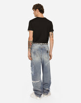 Cotton round-neck T-shirt with patch - | Dolce & Gabbana