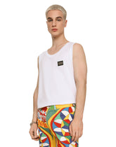 Jersey singlet with branded tag - | Dolce & Gabbana