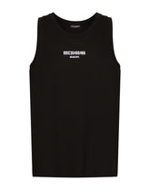 Printed cotton jersey singlet with DGVIB3 patch - | Dolce & Gabbana