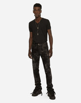 Washed cotton V-neck T-shirt - | Dolce & Gabbana