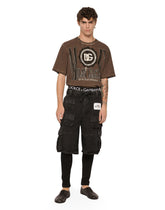 Washed cotton round-neck T-shirt with DG print - | Dolce & Gabbana