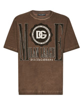 Washed cotton round-neck T-shirt with DG print - | Dolce & Gabbana