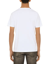 COTTON T-SHIRT WITH LEOPARD PRINT DETAIL - | Dolce & Gabbana