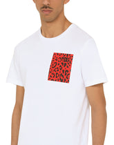 COTTON T-SHIRT WITH LEOPARD PRINT DETAIL - | Dolce & Gabbana