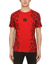 COTTON T-SHIRT WITH LEOPARD PRINT - | Dolce & Gabbana