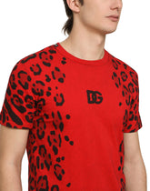 COTTON T-SHIRT WITH LEOPARD PRINT - | Dolce & Gabbana