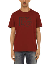 COTTON T-SHIRT WITH DG LOGO PRINT - | Dolce & Gabbana
