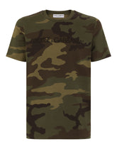 COTTON T-SHIRT WITH CAMOUFLAGE PRINT AND LOGO - | Dolce & Gabbana