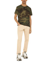 COTTON T-SHIRT WITH CAMOUFLAGE PRINT AND LOGO - | Dolce & Gabbana