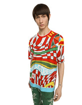 Cotton T-shirt with carretto print - | Dolce & Gabbana