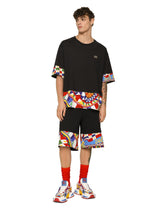 Cotton T-shirt with carretto-print trims - | Dolce & Gabbana